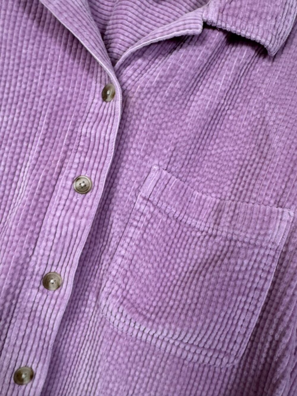 L.L. Bean Purple Pink Comfort Corduroy Button Up Shirt Medium Petite 100% Cotton - Picture 7 of 14